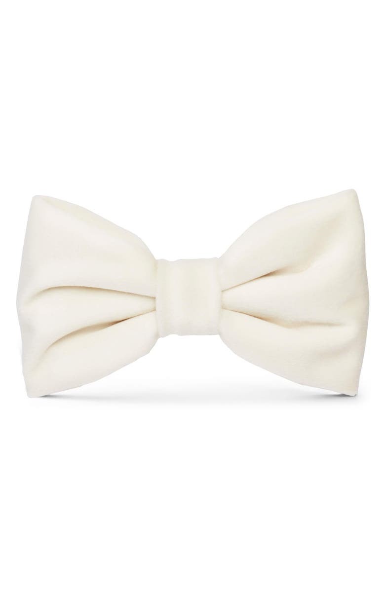 The Foggy Dog Velvet Dog Bow Tie, Main, color, Ivory