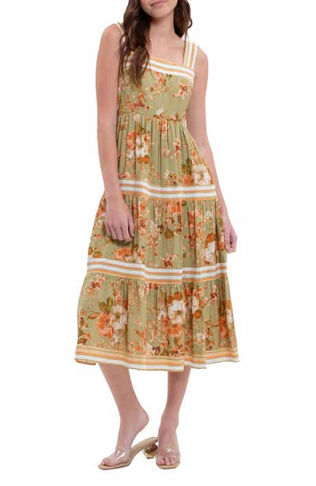 AUGUST SKY Sleeveless Tiered Midi Dress