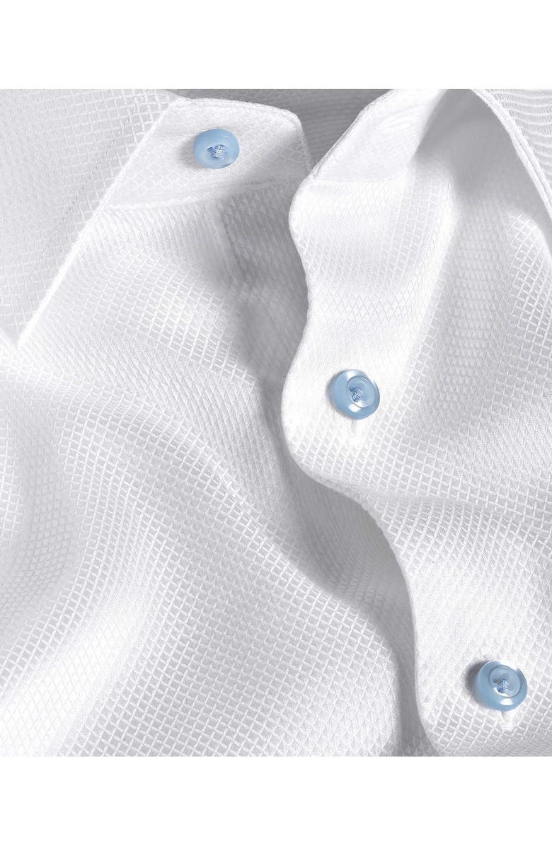 David Donahue Regular Fit White Micro Diamond Cotton Dobby Dress Shirt, Alternate, color, White