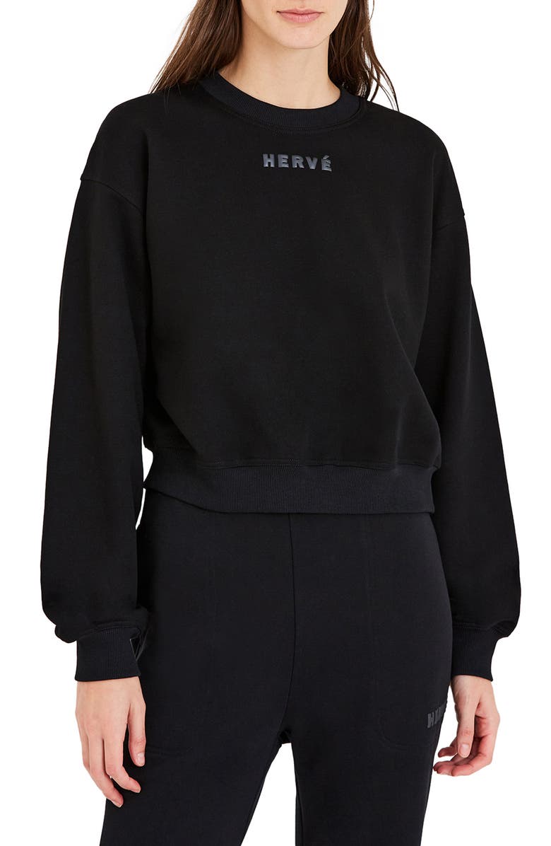 HERVE BY HERVE LEGER Logo Cotton Sweatshirt, Main, color,