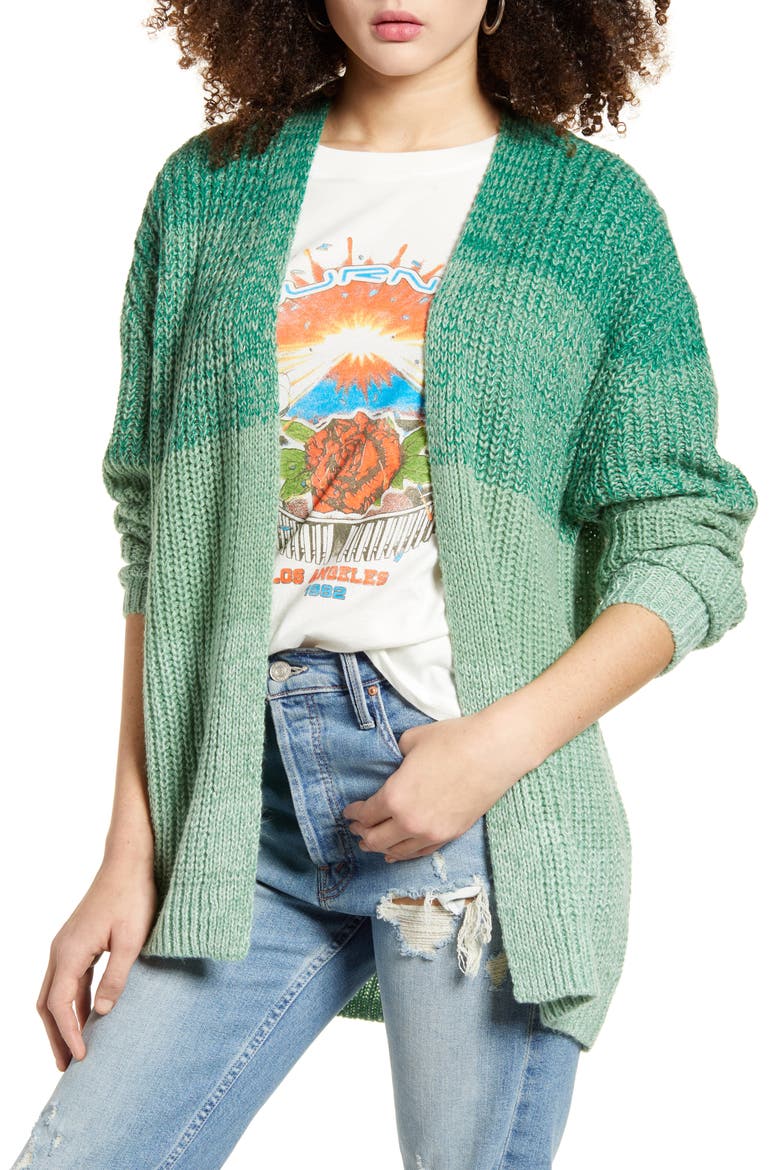 Ombré Cardigan, Main, color, GREEN LAKE OMBRE