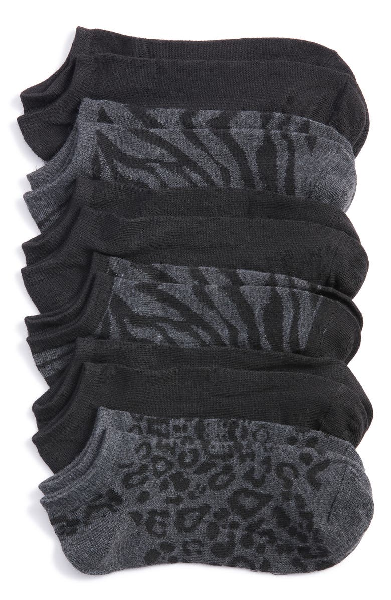 Sanctuary Assorted 6-Pack Animal Print Low Cut Socks, Main, color,
