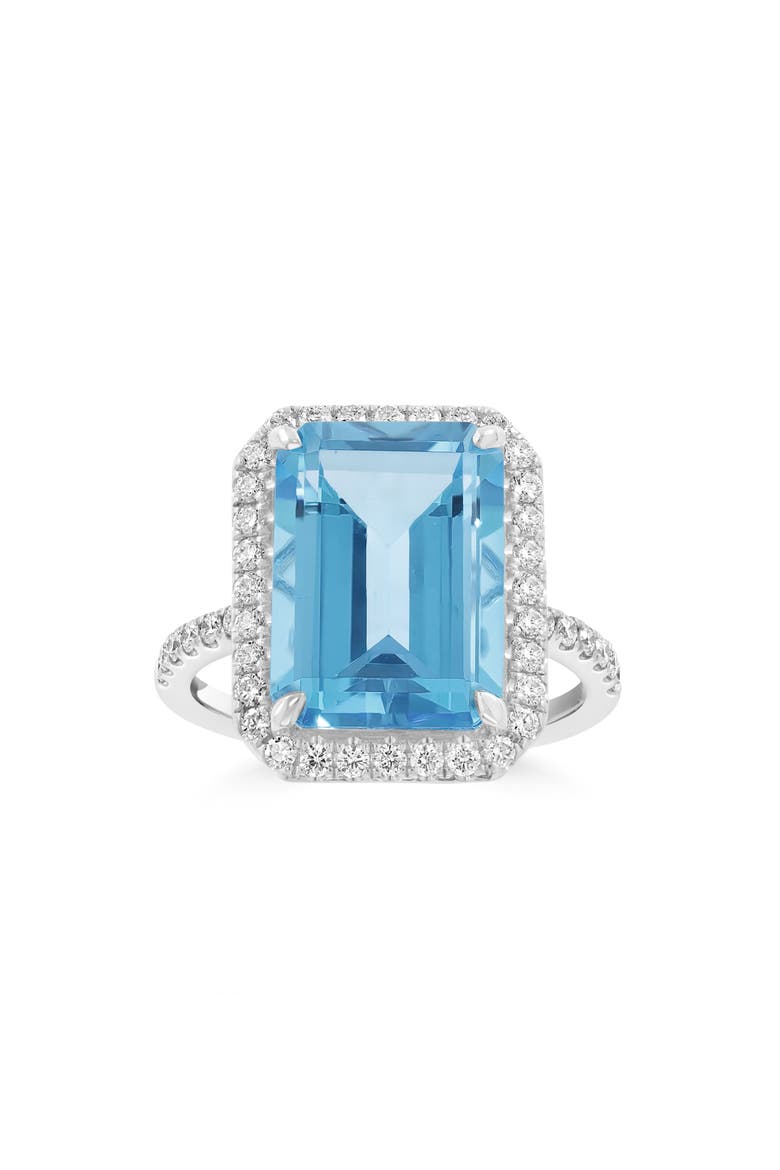 Sterling Silver Blue Topaz & Zircon Halo Ring, Alternate, color, BLUE