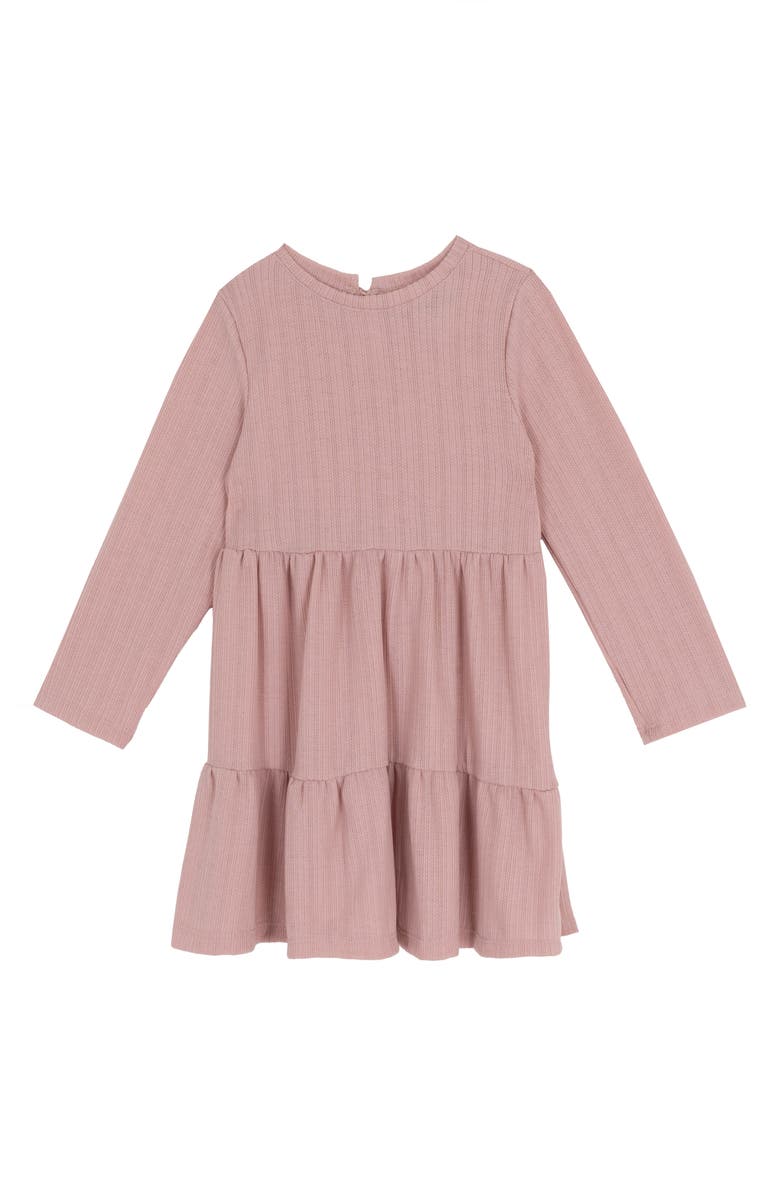 Rare Editions Kids' 3D Flower Cardigan & Long Sleeve Dress Set, Alternate, color, Blush