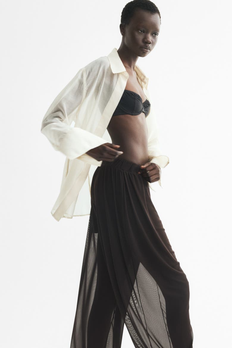 Mesh Balloon Trousers, Main, color, Dark brown