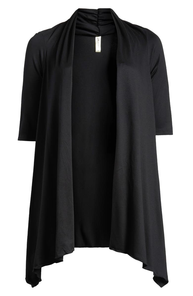 24seven Comfort Apparel Open Front Long Cardigan, Alternate, color, Black