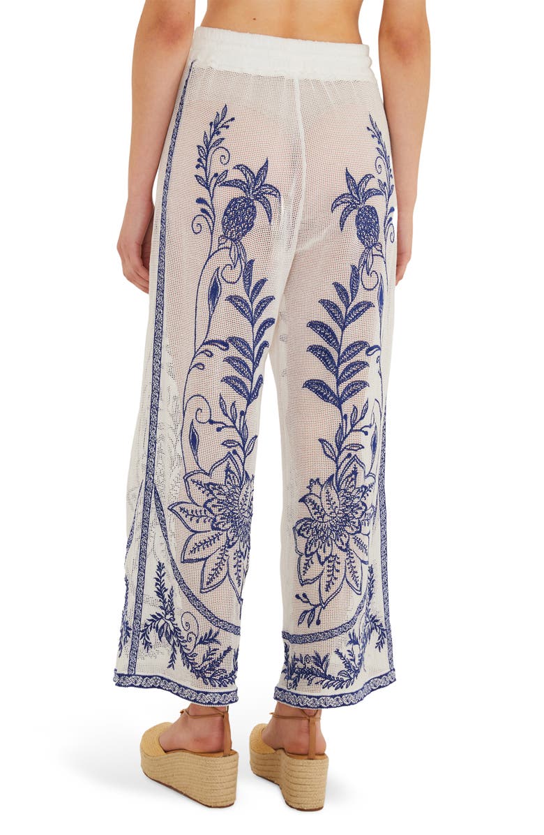 FARM Rio Nina Floral Embroidery Open Stitch Cover-Up Pants, Alternate, color, Nina Embroidery Off-