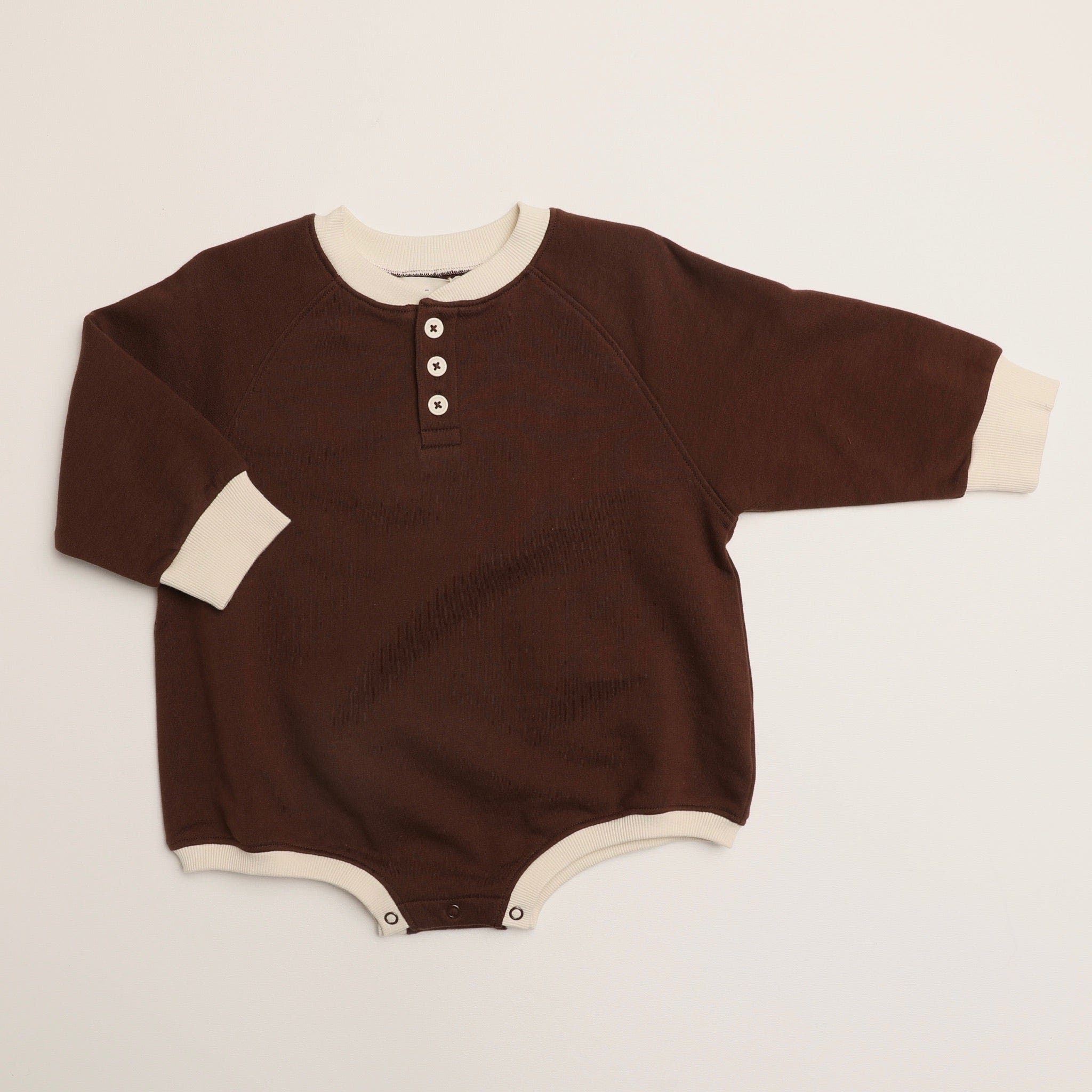 Winnie + Crew Kids'  Graham Romper In Chocolate