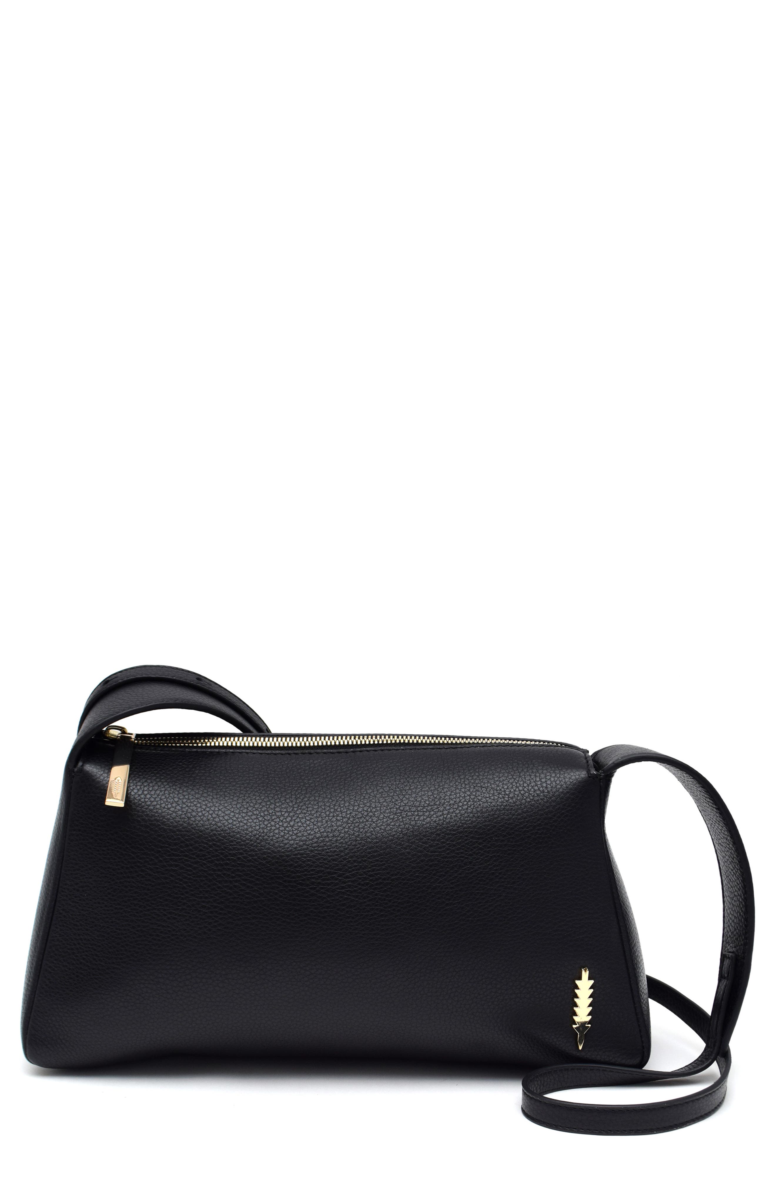 Thacker Bella Pebbled Leather Crossbody Bag, Main, color, Black