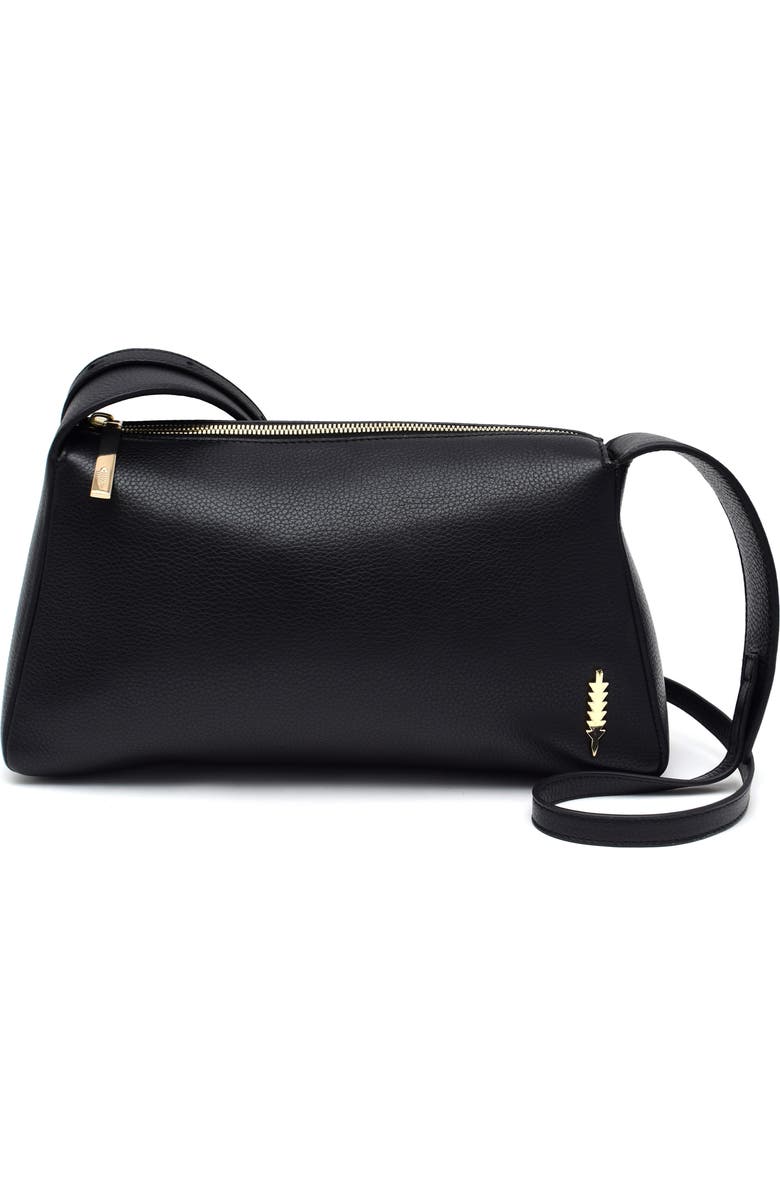 Thacker Bella Pebbled Leather Crossbody Bag, Main, color, Black