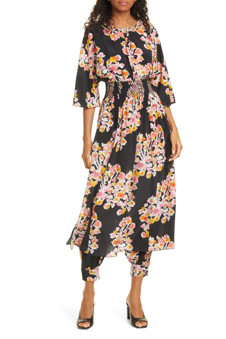 Floral Silk Romper Dress, Main, color, PINK FLORAL BOUQUET