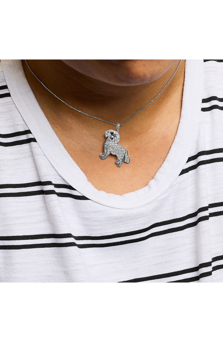 Haus of Brilliance Silver 1/3 Cttw White and Black Diamond Labrador Retriever Dog Pendant Necklace, Alternate, color, White