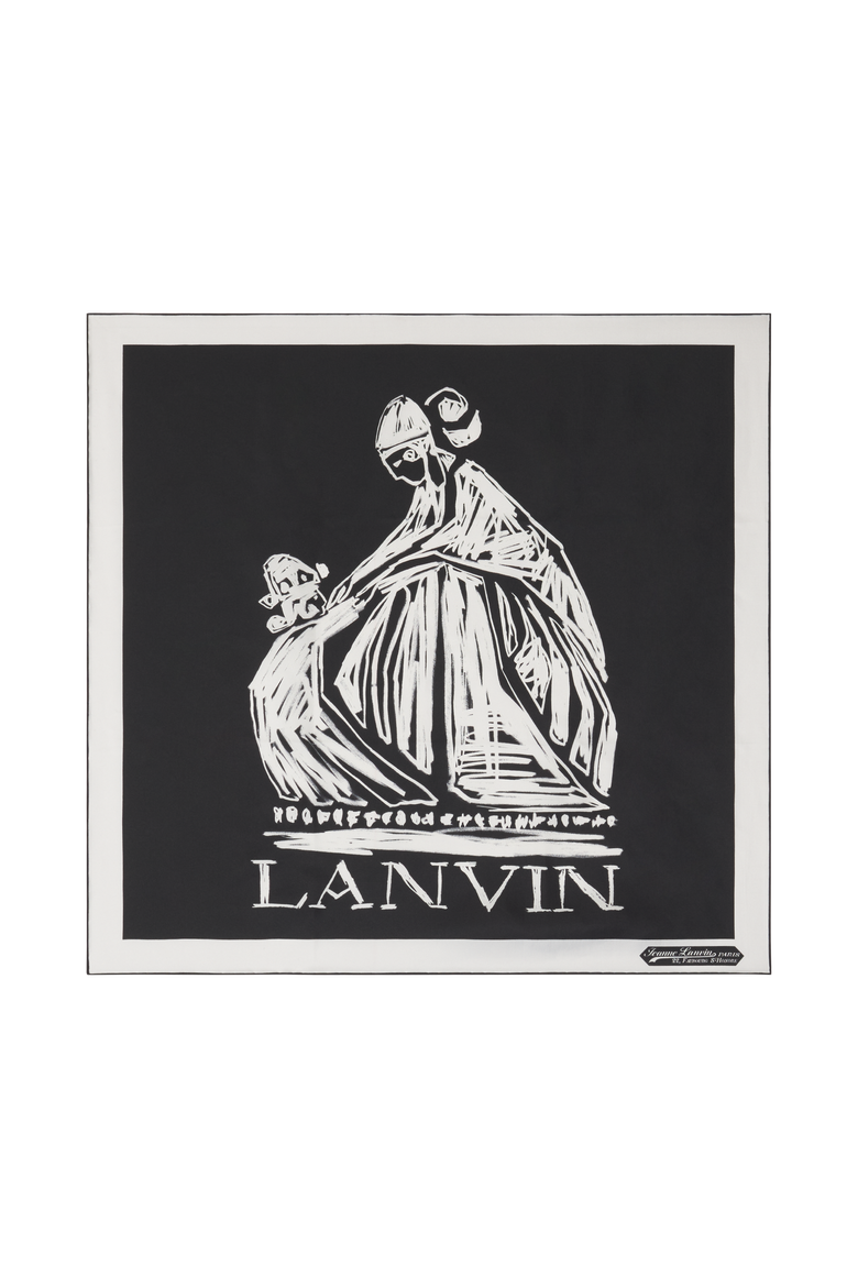 Mother & Daughter Printed Silk Scarf, Main, color, Black/White