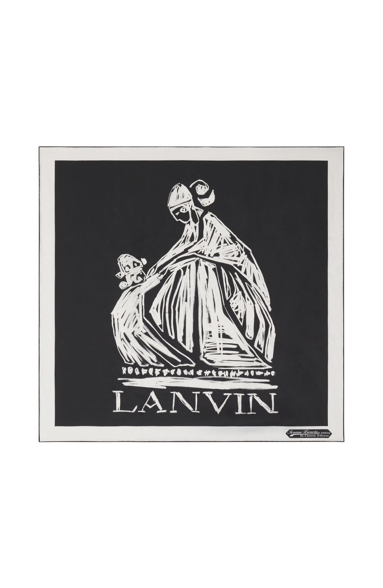 Lanvin Mother & Daughter Printed Silk Scarf, Main, color, Black/White