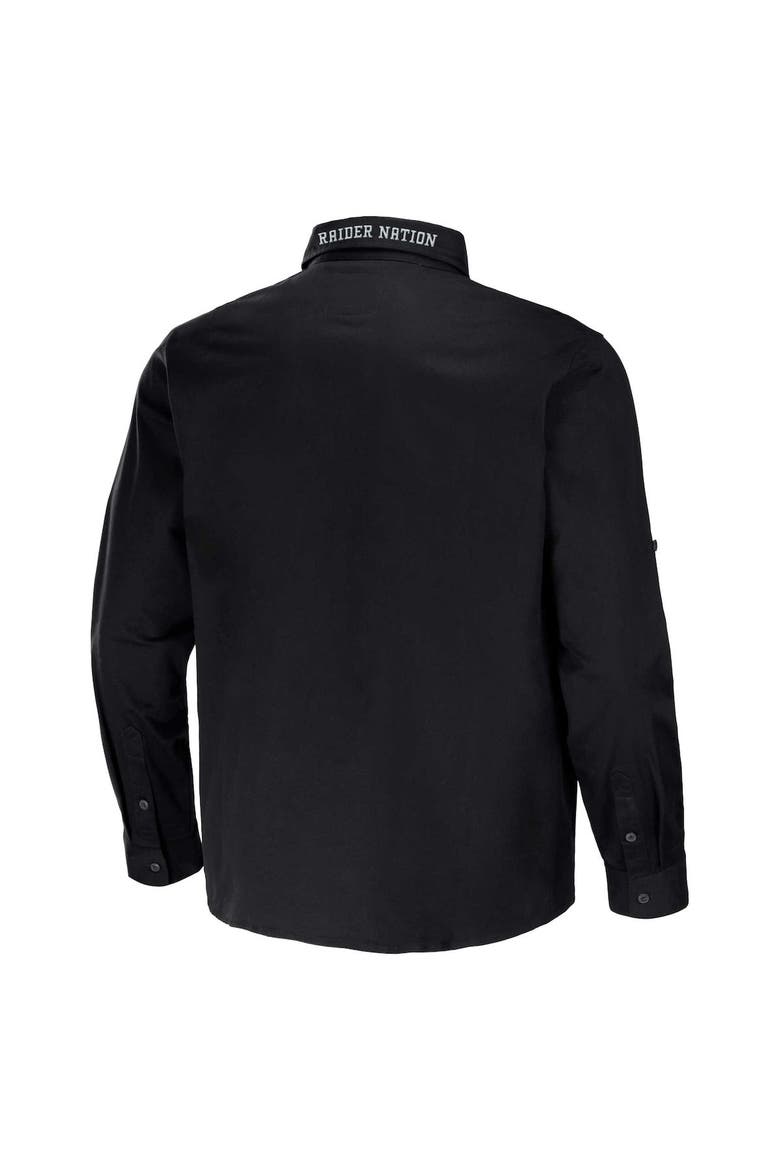 Men's NFL x Darius Rucker Collection by Fanatics Black Las Vegas Raiders Convertible Twill Long Sleeve Button-Up Shirt, Alternate, color, Black