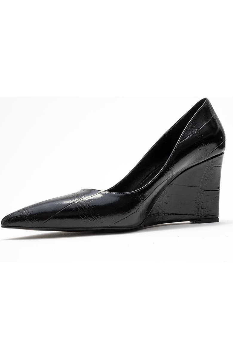 Prologue Shoes Puera Pointed Toe Wedge Pump, Alternate, color, Black Printed