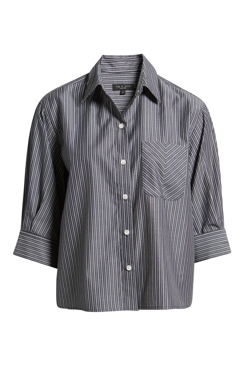Lucia Stripe Cotton Poplin Button-Up Shirt, Alternate, color, NAVY/ WHITE
