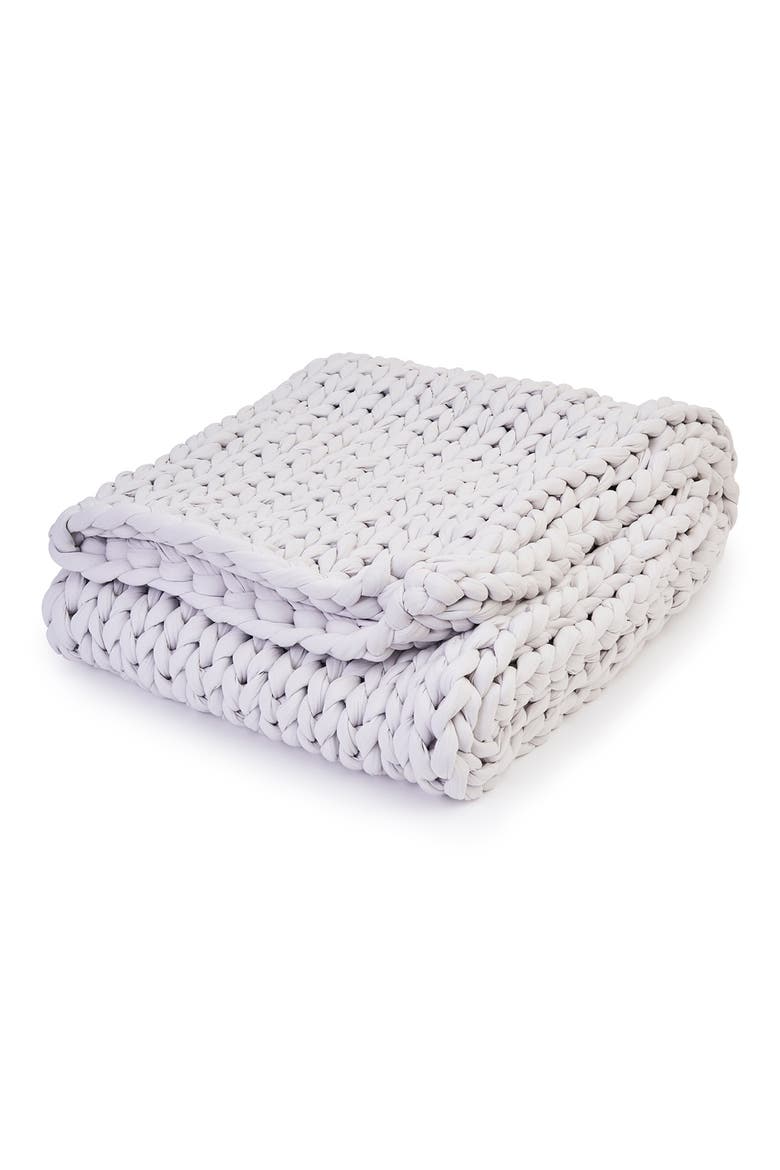 Organic Cotton Weighted Knit Blanket, Main, color, MOONSTONE GREY