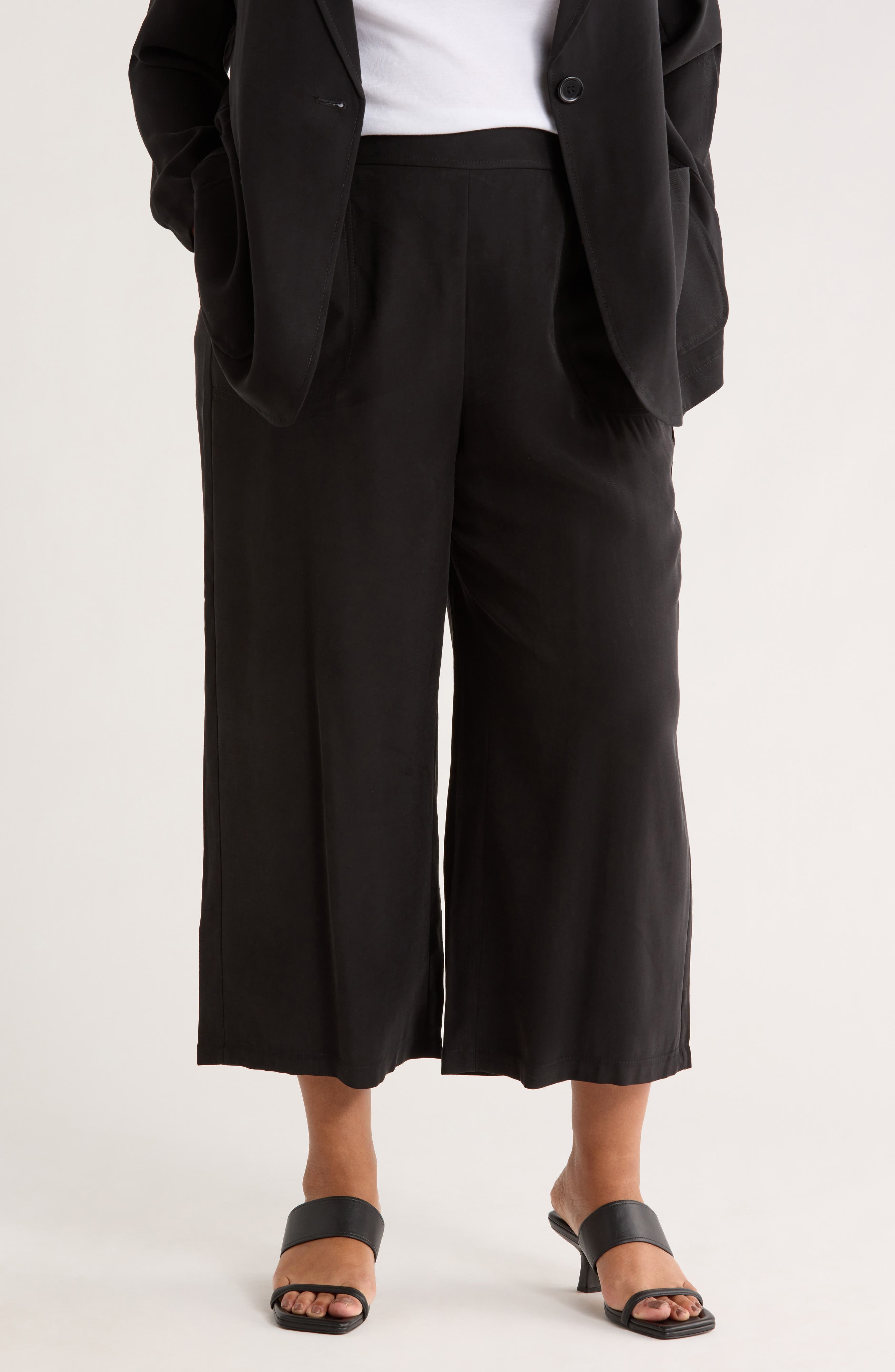 MAX STUDIO Brushed Twill Crop Wide Leg Pants