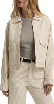 Favorite Daughter The Robert Pinstripe Stretch Cotton Trucker Jacket