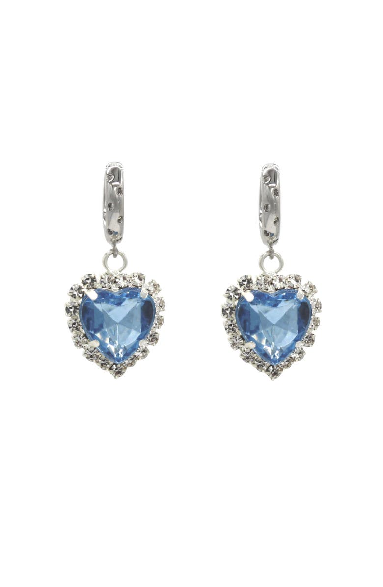 Velvet Luna Silver Earrings With Heart Pendant, Main, color, Light Blue