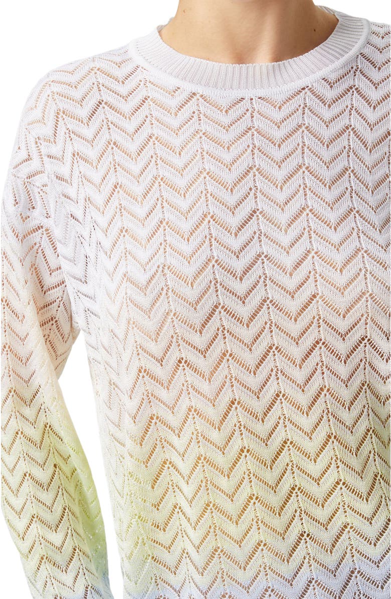 Missoni Oversized Crewneck Sweater In Gradient Chevron Viscose, Alternate, color, Multicoloured 2