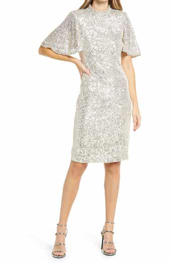 Eliza J Sequin Short Sleeve Shift Dress