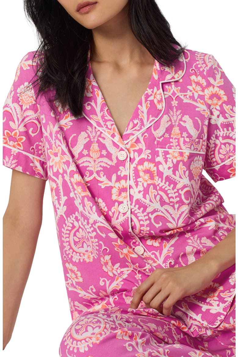 Print Stretch Organic Cotton Crop Pajamas, Alternate, color, LUXE LEOPARD