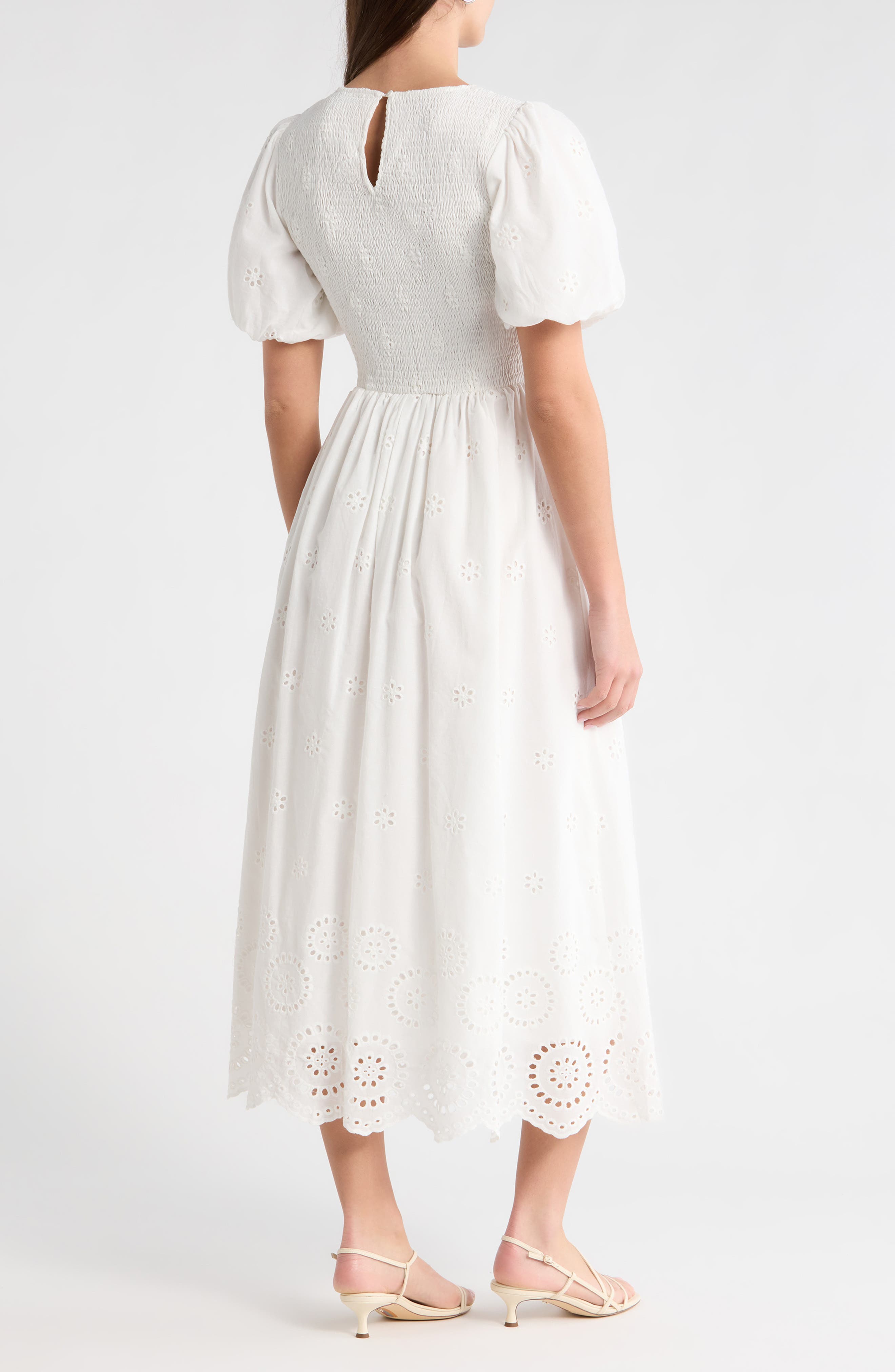 Deana Eyelet Smocked Midi Dress - image 2