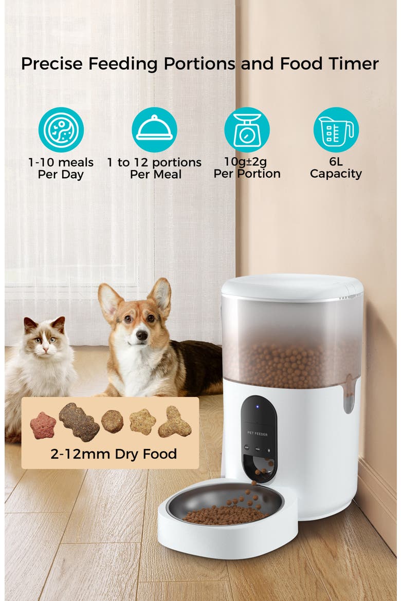 Smart WiFi Pet Feeder Automatic Food Dispenser, Alternate, color, White