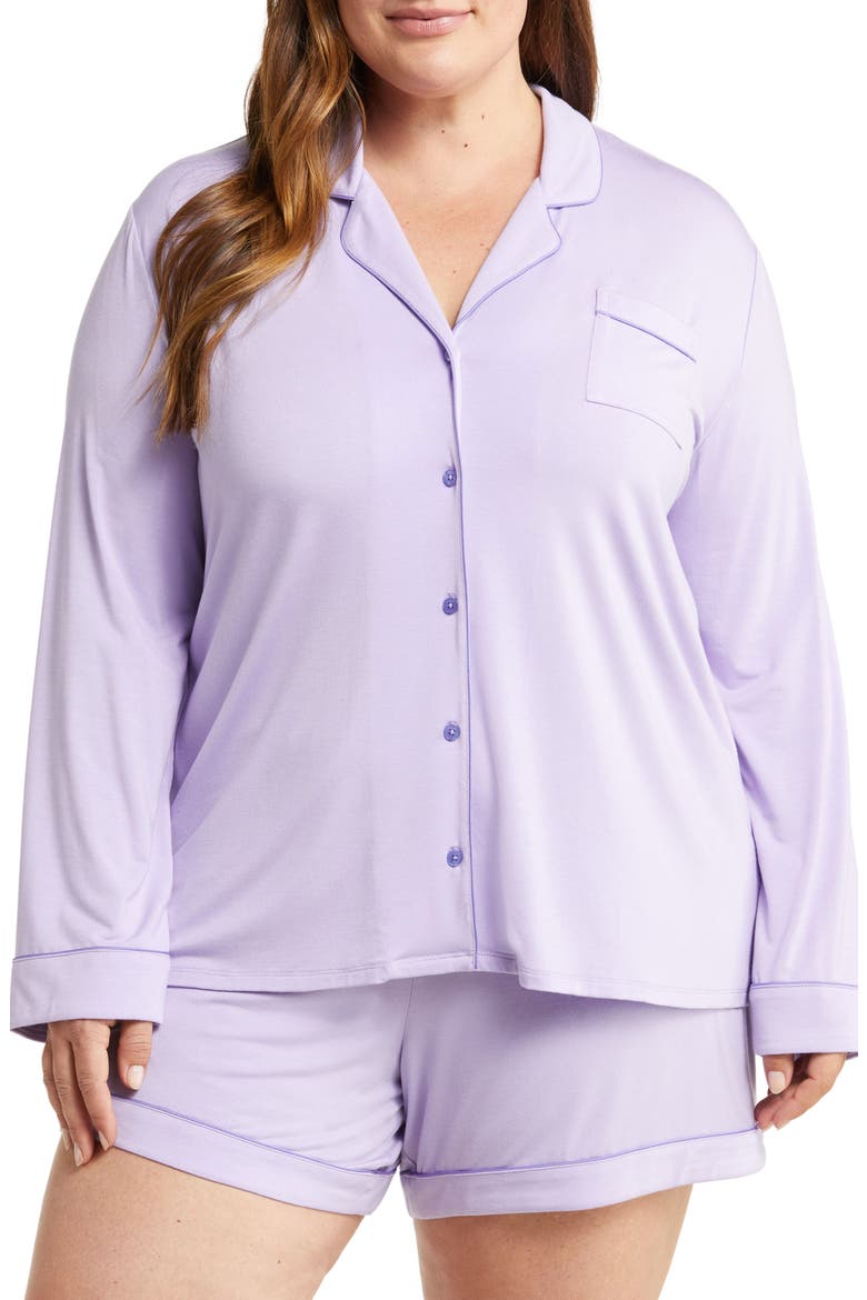 Moonlight Long Sleeve Stretch Modal Short Pajamas, Main, color, PURPLE BETTA