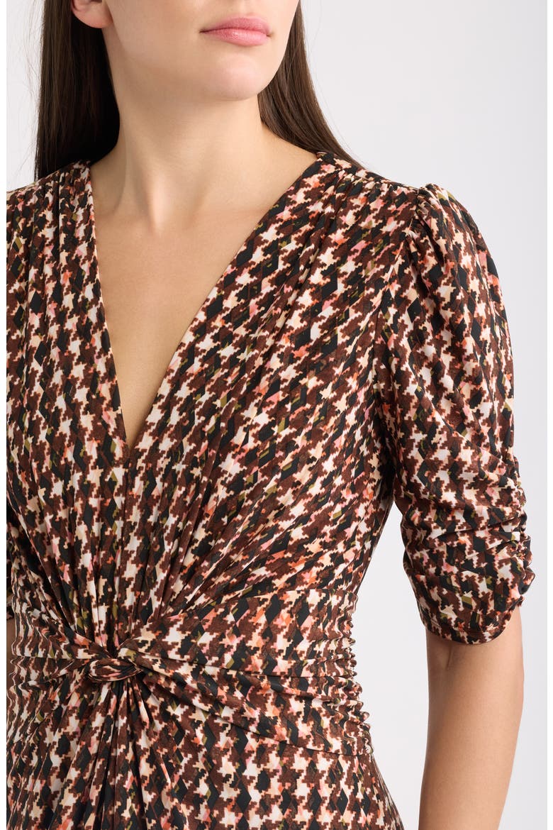 Twist Front Wide Leg Jumpsuit, Alternate, color, BROWN