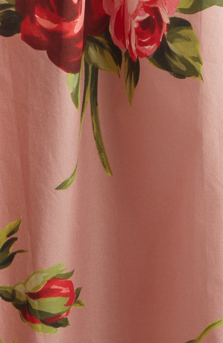 Dolce&Gabbana Rose Bouquet Print Gathered Cotton Poplin Dress, Alternate, color, Bouquet Rose F.rosa