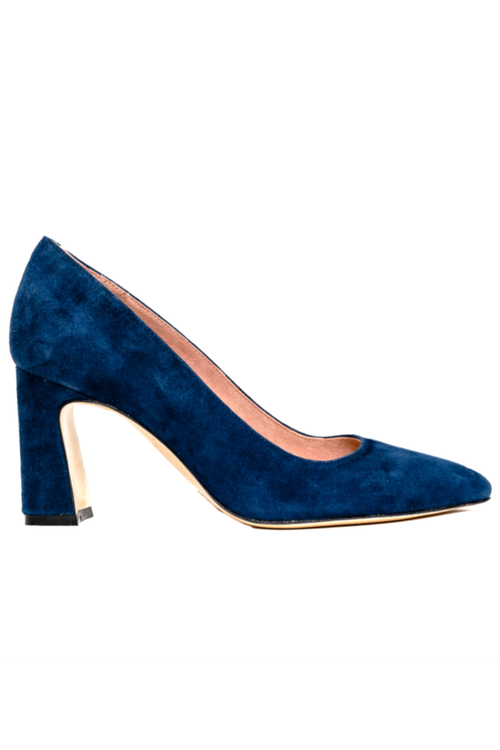 ALLY Shoes Bold Block Heel Pump in Noble Navy Suede  product
