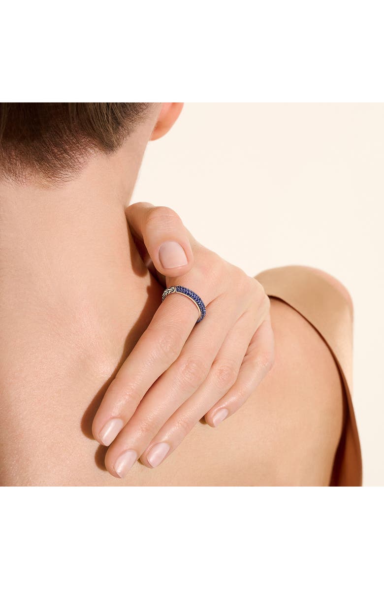 John Hardy JH Essential Pavé Band Ring, Sterling Silver, Gemstones, 3.5MM, Alternate, color, Silver/Blue