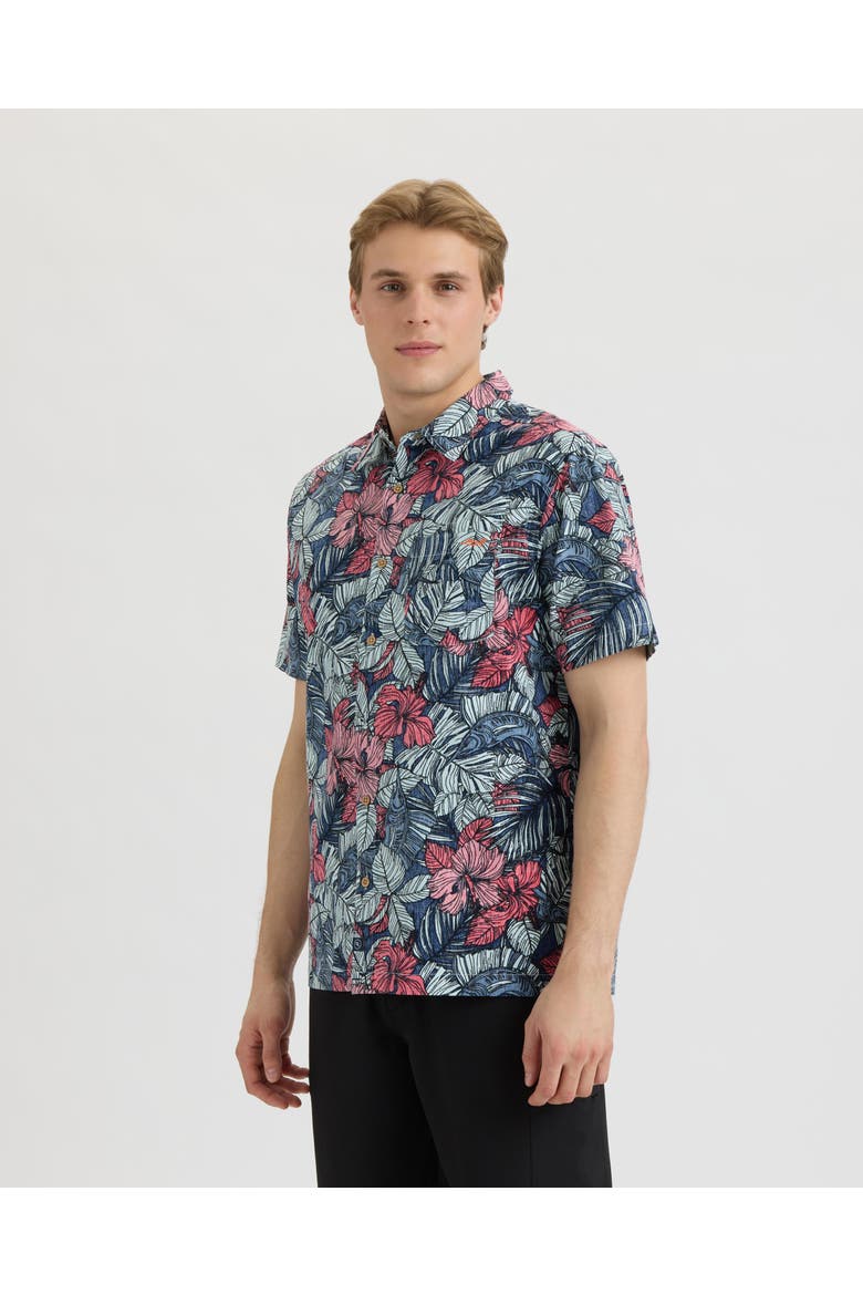 Sailfish Blossom Woven Shirt, Alternate, color, Midnight
