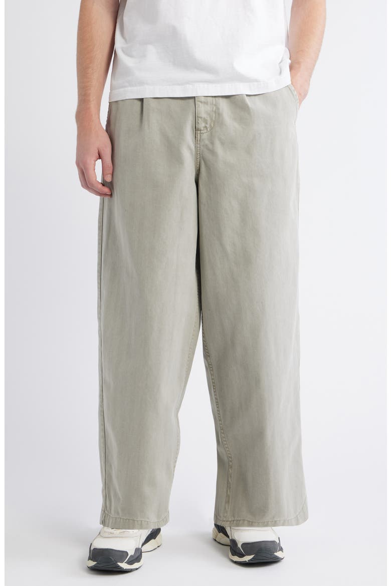 Herringbone Pleated Barrel Pants, Main, color, STONE