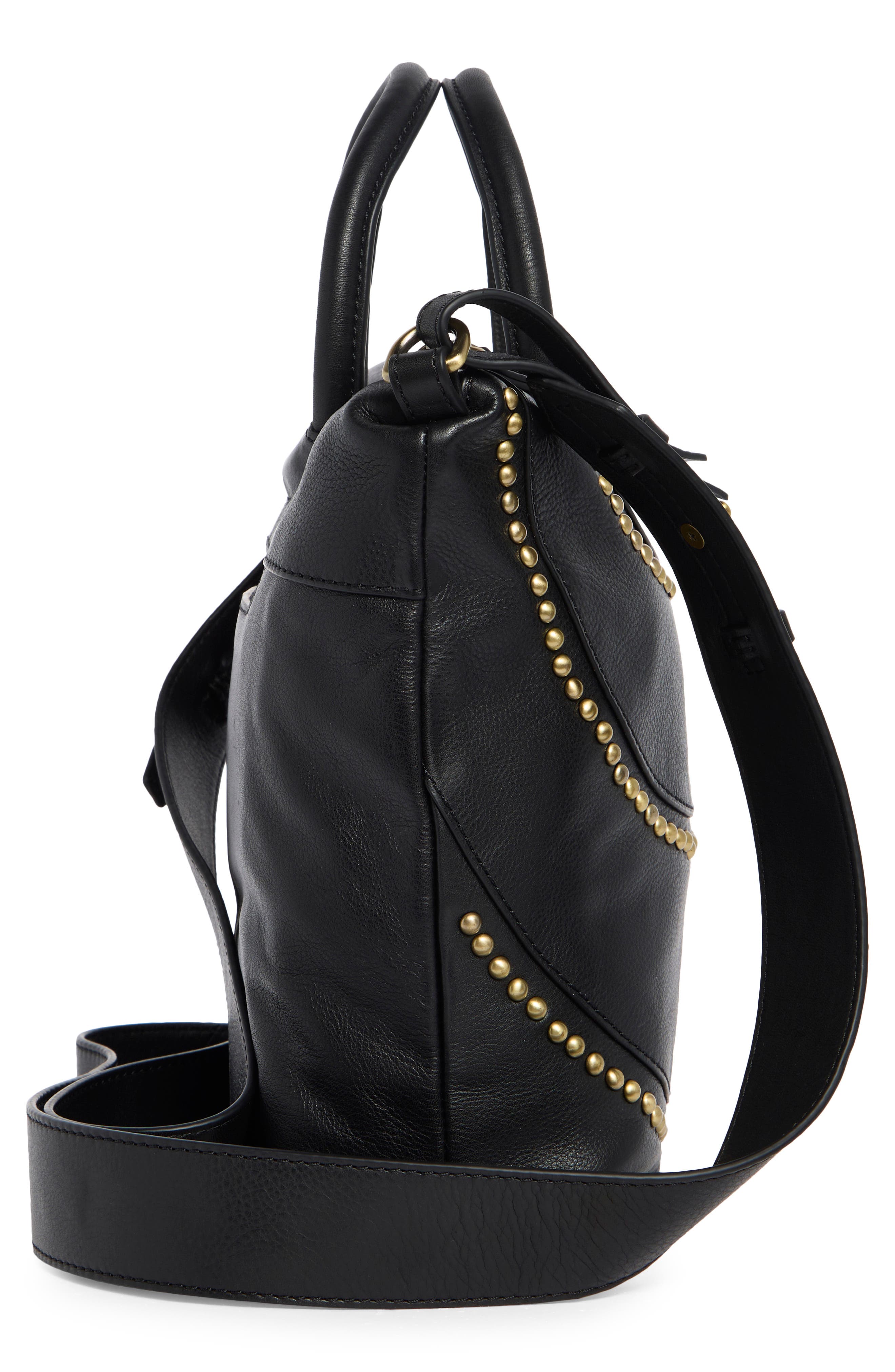 HOBO Maggie Studded Leather Crossbody Bag, Alternate, color, Black