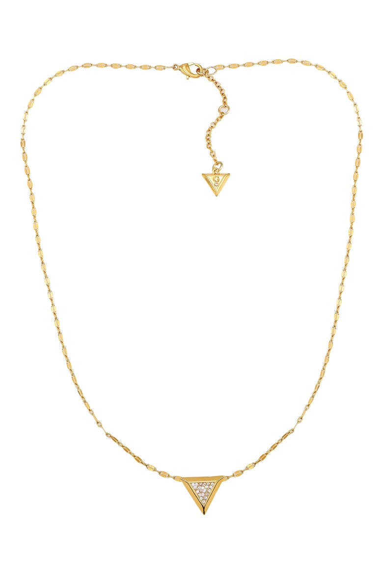 Pavé Cubic Zirconia Triangle Pendant Necklace, Alternate, color, GOLDTONE
