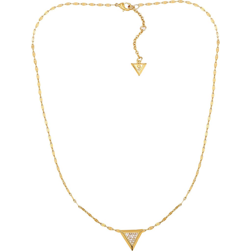 Guess Pavé Cubic Zirconia Triangle Pendant Necklace In Goldtone