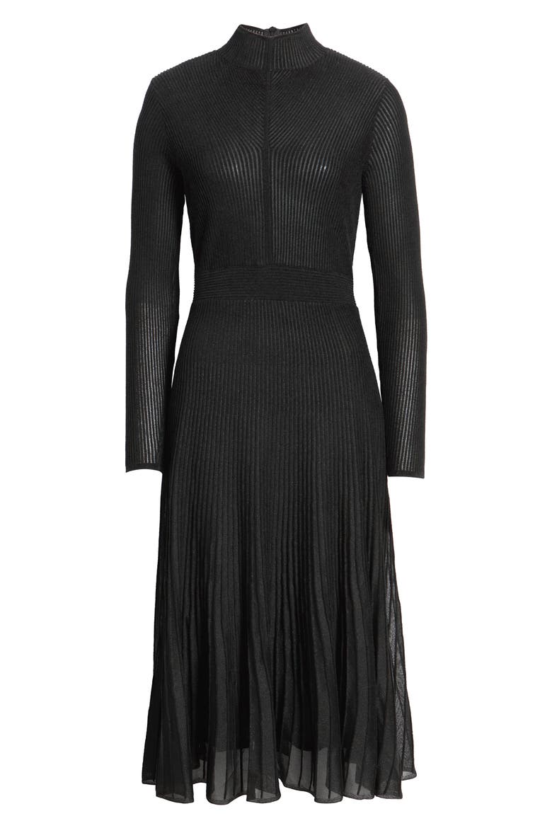 Felvetta Mock Neck Midi Dress, Alternate, color, BLACK
