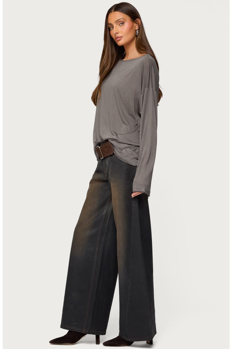 Oversize Semisheer Boat Neck Top, Alternate, color, GRAY