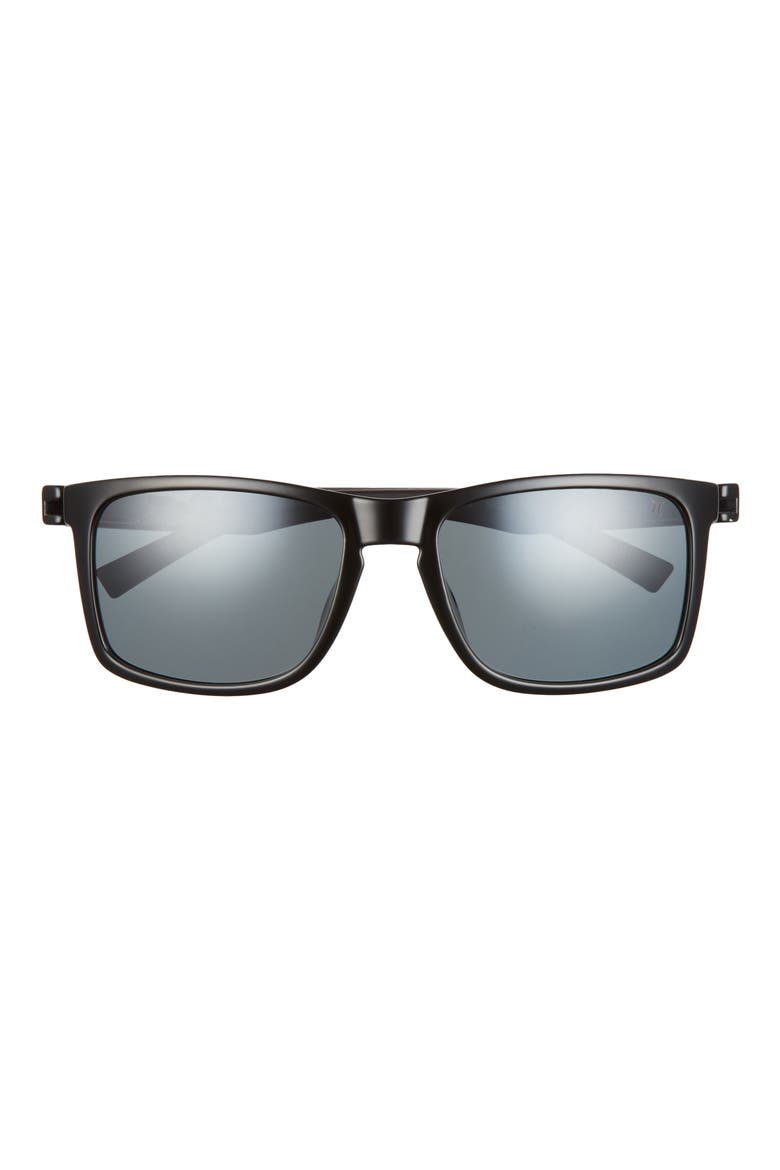Classics 56mm Polarized Rectangular Sunglasses, Main, color, SHINY BLACK/ SMOKE BASE
