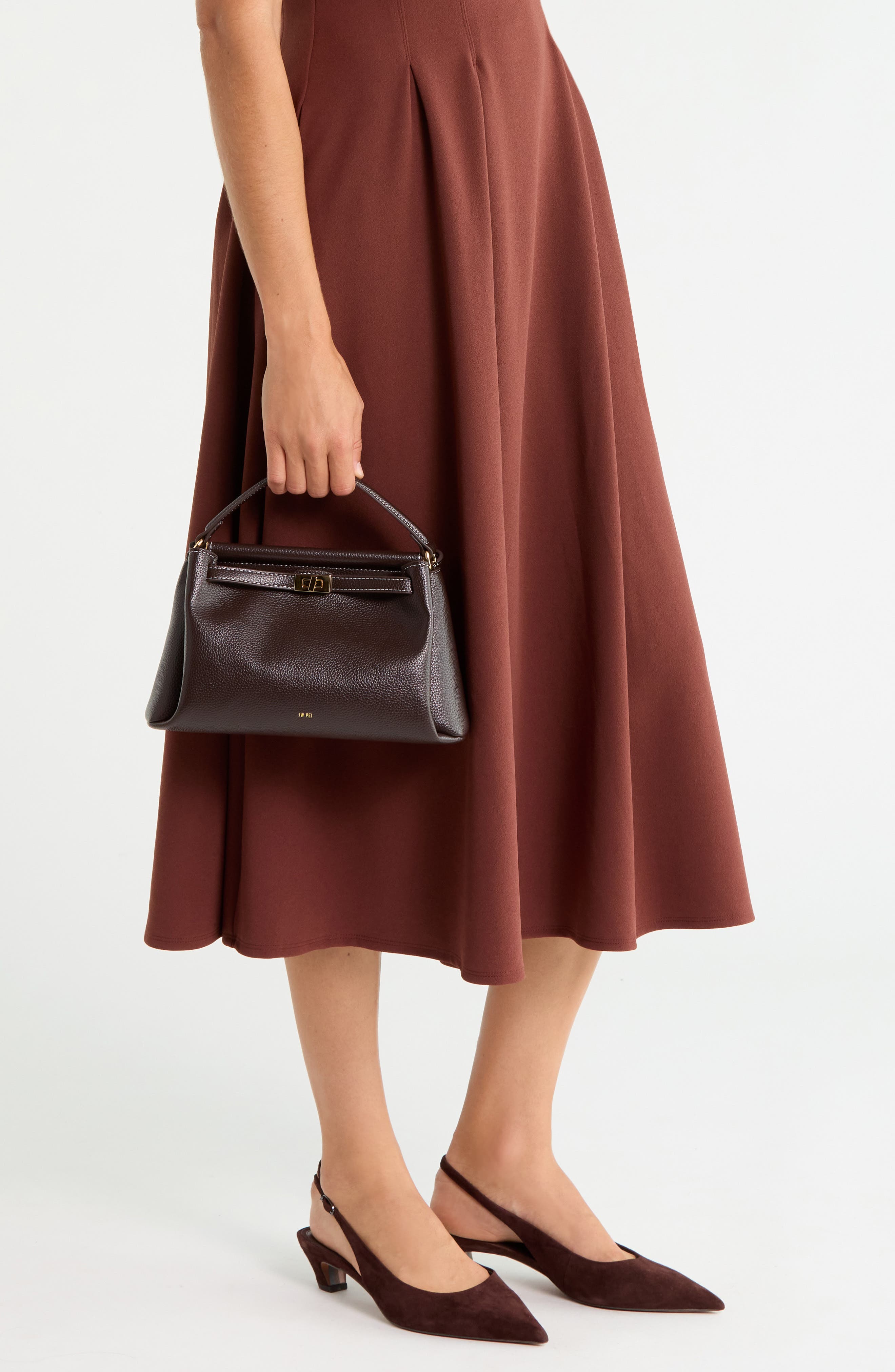 Carmen Faux Leather Top Handle Bag, Alternate, color, DARK BROWN