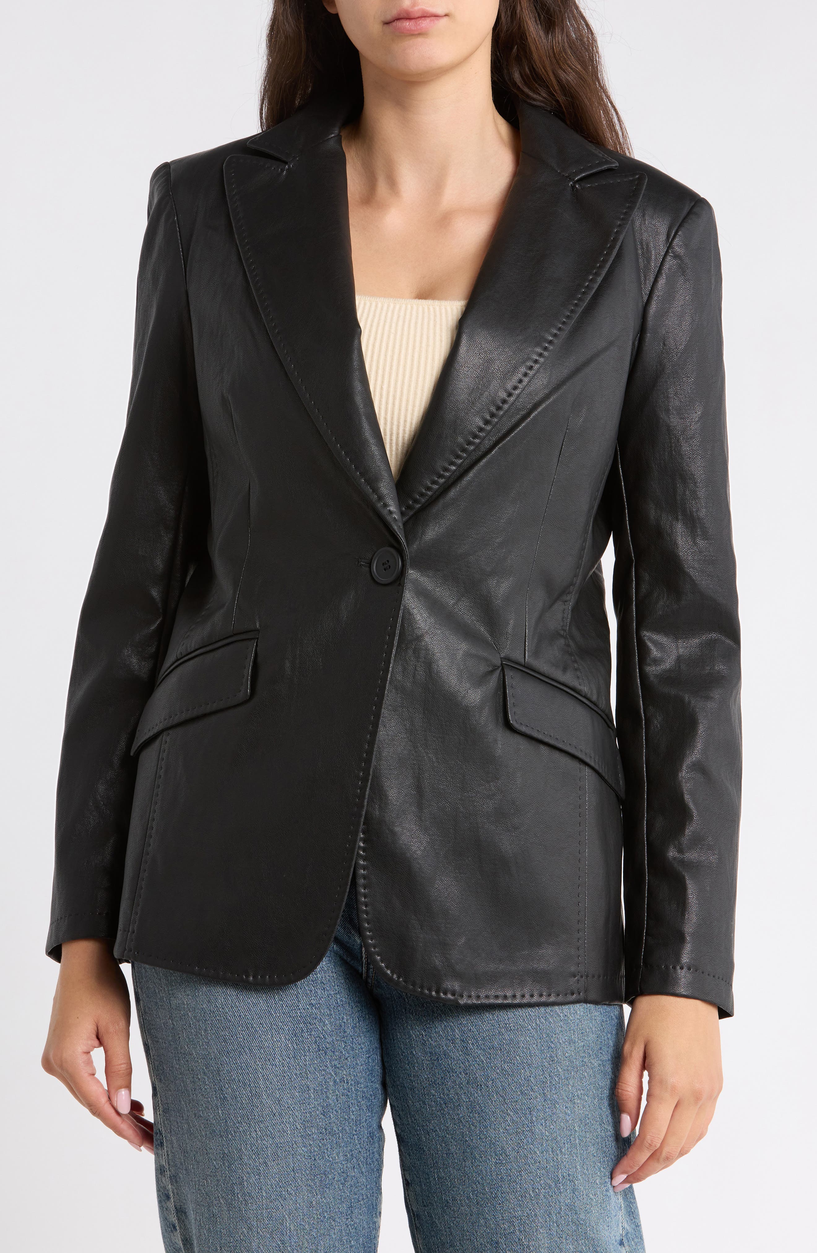 Faux Leather Blazer