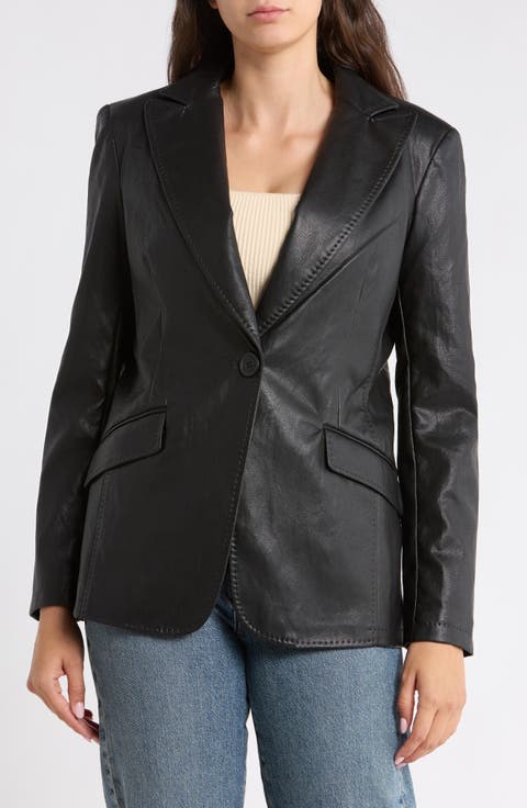 Faux Leather Blazer
