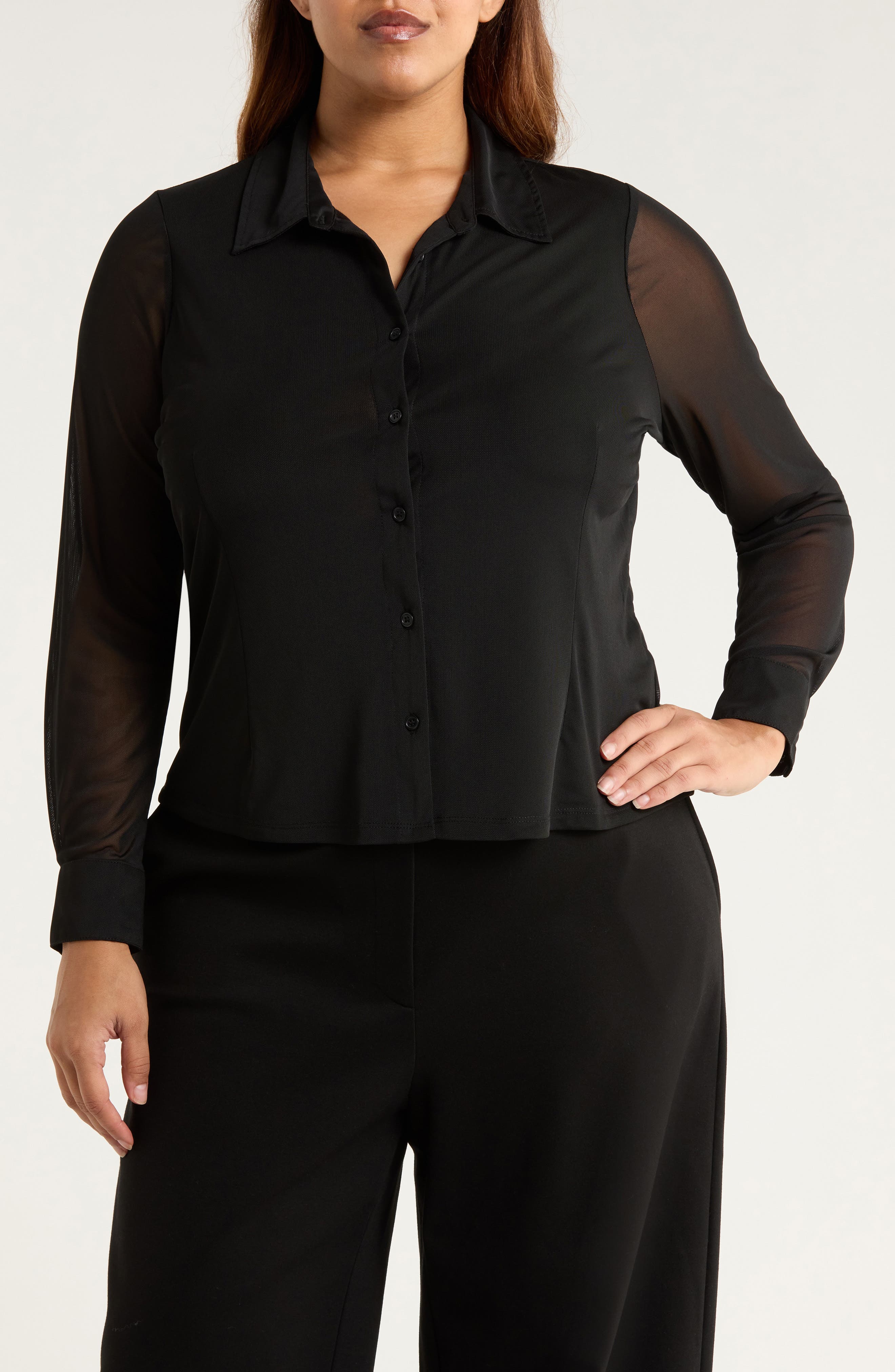 Sanctuary Mesh Button-Up Shirt