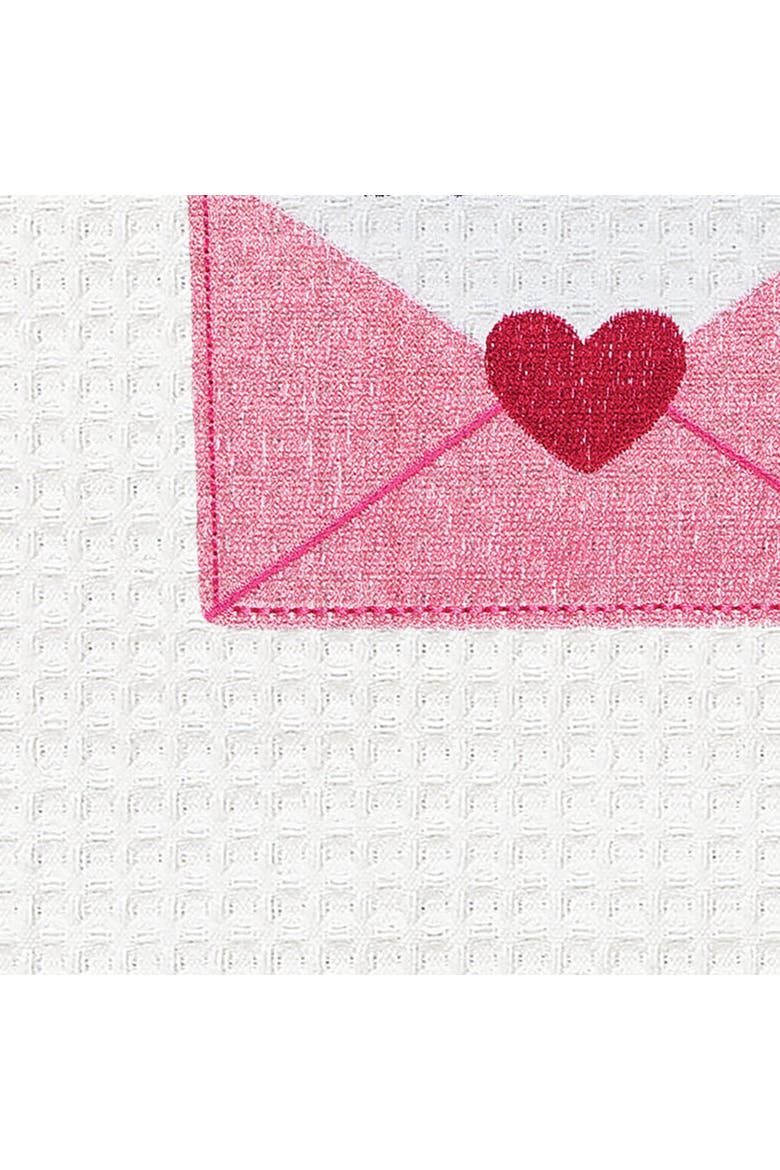Love Letter St. Valentines 100% Cotton Waffle Weave Handtowel, Alternate, color, Pink