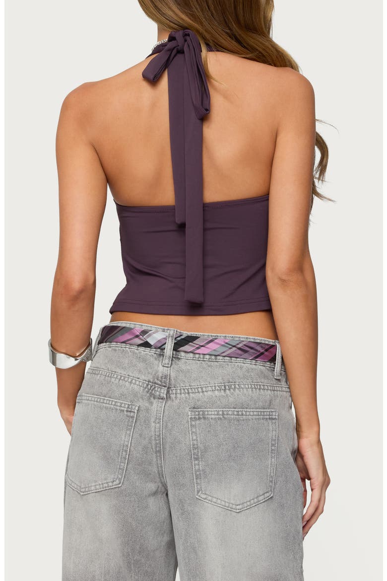 Prima Twist Split Front Halter Crop Top, Alternate, color, PURPLE
