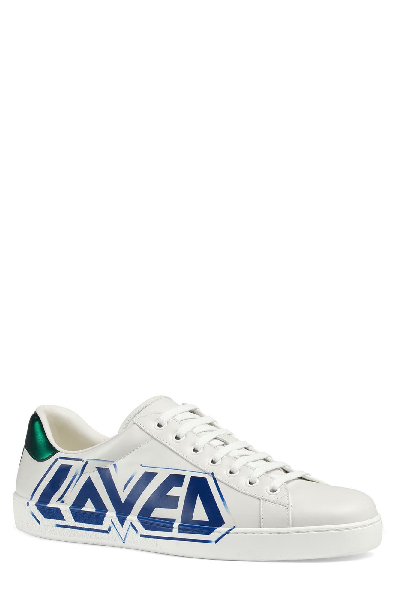 Gucci New Ace Graffiti Loved Sneaker, Main, color, 